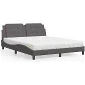 vidaXL Bett mit Matratze "Zadar" Grau 160x200 cm Kunstleder