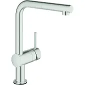 GROHE Minta Touch elektronische Einhand-Spültischarmatur, Ausladung 224mm, L-Auslauf, Batteriebetrieb, schwenkbar, herausziehbar, 31360DC1, Farbe: Supersteel