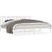 DKD Home Decor vidaXL Bettgestell mit Kopfteil Metall Weiß 193x203 cm