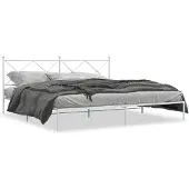 vidaXL Bettgestell mit Kopfteil Metall Weiß 200x200 cm