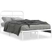 vidaXL Bettgestell mit Kopfteil Metall Weiß 120x200 cm