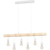 Eglo Hängeleuchte "TOWNSHEND", weiß (weiß, holzfarben), 6, H: 110cm, 1 Stk., Leuchten, Wohnzimmer, Esszimmer, 6-flammig, 110x10,5x100cm, Hängeleuchte