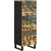 DKD Home Decor Highboard mit 3 Türen 40x33x110 cm Altholz Massiv & Eisen