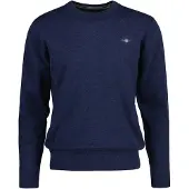 Gant Sweater "Strickpullover CLASSIC COTTON C-NECK", Herren, Gr. XXL, blau (jeansblau melange), Obermaterial: 100% Baumwolle CO., Sweatshirts Sweater