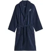 Gant Unisex Bademantel - EMBROIDERY ROBE, Schalkragen, gesticktes Logo, Bio-Baumwolle Dunkelblau / S
