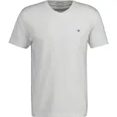 Gant für Herren. 2003186 Shield V-Neck T-Shirt weiß (XXL), Lässig, Baumwolle, Kurzarm