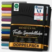 EXKLUSIV HEIMTEXTIL Frottee Spannbettlaken Doppelpack Rundumgummizug 200 x 220 cm Schwarz