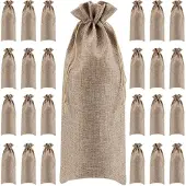 Merkloos Set von 24 Jute Wein Geschenkbeuteln mit Zugbändern