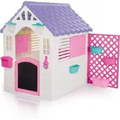 DOLU Garten Spielhaus mit Zubehör in Weiß/Rosa