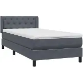 vidaXL Boxspringbett mit Matratze Dunkelgrau 80x220 cm Samt