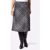 Casual Looks Karorock , Damen, Gr. 36, grau (lila, schwarz, kariert), 93% Polyester, 7% Viskose, gemustert, kariert, mehrfarbig, wadenlang, Röcke Karorock