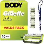 Gillette Labs Body & Intimate Rasierklingen, 10 Original Ersatzklinge, Grün