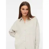 Vero Moda Hemdbluse "VMSANNE COURDEROY LS SHIRT WVN GA NOOS", Damen, Gr. S, grau (pumice stone), Cord, Obermaterial: 90% Polyester, 8% Nylon, 2% Elasthan, unifarben, Po-bedeckend, Blusen Hemdbluse