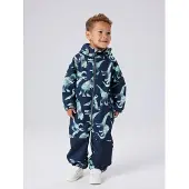 Name it "NMMALFA08 SOFTSHELL SUIT AOP 1FO NOOS" mit dekorativen und reflektierenden Details