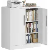 Wiltec Aktenschrank Stahl 80x40x92cm Weiss Büroschrank Metallschrank Ordner