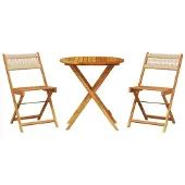 vidaXL 3-tlg. Bistro-Set Beige Polypropylen und Massivholz