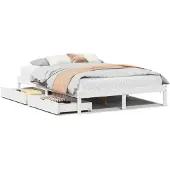 vidaXL Massivholzbett ohne Matratze Weiß 160x200 Kiefernholz