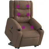 vidaXL Massagesessel mit Aufstehhilfe Braun Stoff