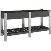 vidaXL Garten-Hochbeet mit Ablage Grau 150x50x75 cm WPC