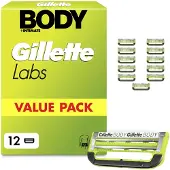 Gillette Labs Body & Intimate Rasierklingen, 12 Original Ersatzklinge, Grün