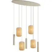 QAZQA Japandi Pendelleuchte Beige 7-flammig - Pluni Tuba