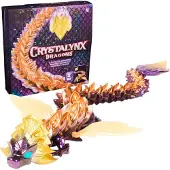 CrystaLynx Solaria, 60cm beweglicher Drache, Sammelfigur in Sammelbox, Fidget Toy, Dehnbare Spielzeugfigur, 8 Jahr(e), Kunststoff, Violett, Orange