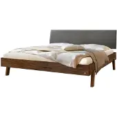 Hasena Massivholzbett Lorenzo Nussbaum, gepolstert 100x210 cm, Fußhöhe 20 cm – Trento
