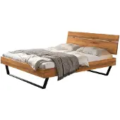 Hasena Massivholzbett Romeo Wildeiche mit Metallkufen 140x200 cm, Fußhöhe 20 cm – Trento