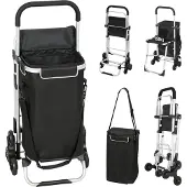 Northio Einkaufswagen, 40L, 3-Rad, Aluminiumrahmen, Sitz