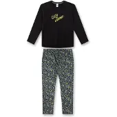 Sanetta Schlafanzug "Pyjama Pyjama Teenager lang Queen of Everything Leo-Print 1er Pack", Jungen, Gr. 152, bunt (schwarz, grün), Obermaterial: 100% Baumwolle CO., Homewear-Sets Schlafanzug