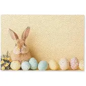 MuchoWow FUSSMATTE Eier - Kaninchen - Pastellfarbtöne Schmutzmatte 90x60 cm