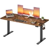 Vasagle Schreibtisch Höhenverstellbar, Memory-Funktion mit 4 Höhen – Vintagebraun, Größe 160 x 70 cm