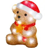 Lumineo LED Lichtfugur Bär 21cm Acryl Weihnachtsfigur Braun / Kaltweiß