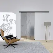 Hansaglas Glasschiebetür Sira 2 775 x 2050 mm Komplettset Schwarz Muschelgriff SoftClose