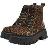 Buffalo Damen Stiefelette Veloursleder Leopard-muster