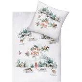 Estella Kuschelflanell Bettwäsche Birdy schnee 155x220 cm + 80x80 cm