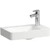 Laufen PRO X Handwaschbecken Compact, Hahnlochbank rechts, 1 Hahnloch, ohne Überlauf, 480x280mm, H8158644001141, Farbe: Weiß mit LCC
