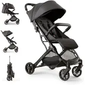 Interbaby Reisebuggy klein bis 22 kg Handgepäck, Liegefunktion (Schwarz)