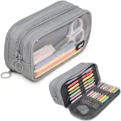 Zipit Half & Half Federmäppchen, Großes Etui mit Organizer, Grau