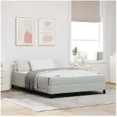 vidaXL Boxspringbett mit Matratze Hellgrau 140 x 200 cm Stoff