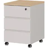 Germania Rollcontainer "GW-Lissabon Rollcontainer", weiß (kaschmir, lindberg, eiche, nachbildung), B:41cm H:60cm T:50cm, Holzwerkstoff, Rollwagen, Rollcontainer, Selbsteinzug der Schubladen