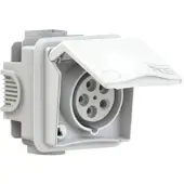 Pce 885-4v CEE-Unterputzsteckdose inkl. UP-Dose Design 16A 5p 4h IP44 (weiß) 8854v