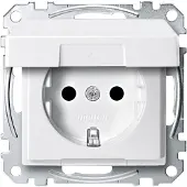 Merten MEG2310-0619 SCHUKO-Steckdose mit Klappdeckel, Berührungsschutz, Steckklemmen, polarweiß, System M MEG23100619
