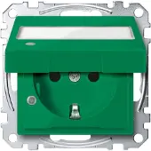 Merten MEG2313-0304 SCHUKO Sonderstromkreise mit Klappdeckel, Kontrolllicht und Schriftfeld, BRS, Steckklemmen, SV, grün, System M MEG23130304