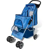 Syfax Hundebuggy Blau, faltbar, 15 kg Tragkraft, wasserabweisend, mit Stoßdämpfern