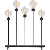 Konstsmide - LED Metallleuchter, schwarz, mit Dimmer, wechselbare Leuchtmittel , mit an/aus Schalter, 5 runde Globes, 10 bernsteinfarbene Dioden, 24V Innentrafo, 3,5W, schwarzes Kabel
