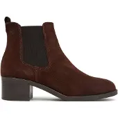 Tamaris Chelseaboots , Damen, Gr. 40, Textil, braun (mokka), Elastischer Einsatz, Veloursleder, Schuhe Chelseaboots, Blockabsatz, Stiefelette, Businessschuh in schmaler Form