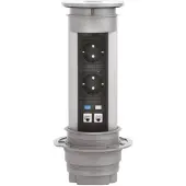 Kopp VersaELITE Steckdosenleiste versenkbar 2-fach + 2x USB Anschlüsse alu/eloxiert HxØ 277x124 mm inkl 2 m Anschlusskabel