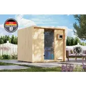 Karibu 68 mm Saunahaus Luna natur inkl. 9kW Saunaofen integr. Strg.