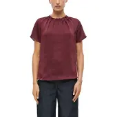 s.Oliver Black Label Kurzarmbluse Sommerbluse mit gerafftem Rundhals
